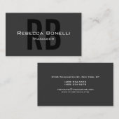 Graue Schwarz-weiße Monogram Manager-Visitenkarte Visitenkarte (Vorne/Hinten)