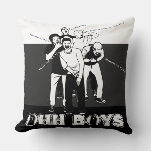Graue Schwarz-weiße OHH BOYS packen Lachen auf Kissen