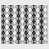 Graue Schwarz-weiße Raute Diamond Design Geschenkpapier (Flach)