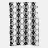 Graue Schwarz-weiße Raute Diamond Design Geschirrtuch (Vertikal)