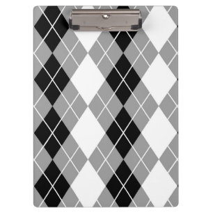 Graue Schwarz-weiße Raute Diamond Design Klemmbrett