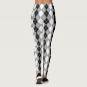 Graue Schwarz-weiße Raute Diamond Design Leggings (Rückseite)