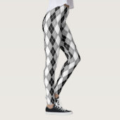 Graue Schwarz-weiße Raute Diamond Design Leggings (Rechts)