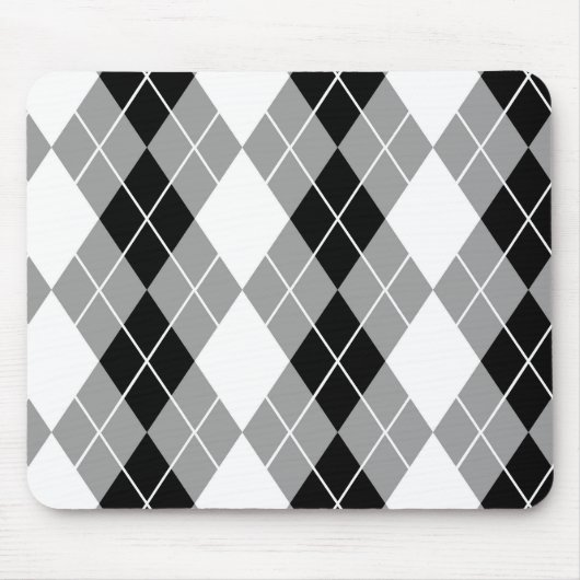 Graue Schwarz-weiße Raute Diamond Design Mousepad (Vorne)