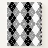 Graue Schwarz-weiße Raute Diamond Design Notizblock (Rückseite)