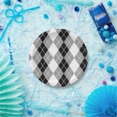 Graue Schwarz-weiße Raute Diamond Design Pappteller (Party)