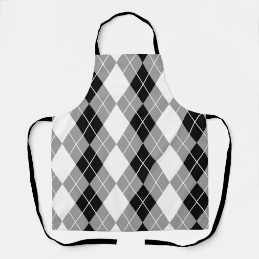 Graue Schwarz-weiße Raute Diamond Design Schürze (Vorderseite)