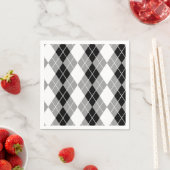 Graue Schwarz-weiße Raute Diamond Design Serviette (Beispiel)