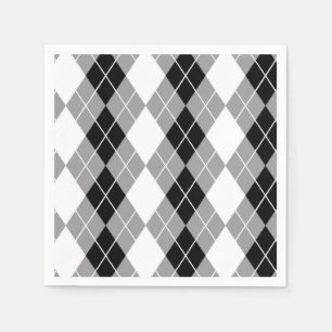 Graue Schwarz-weiße Raute Diamond Design Serviette