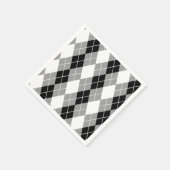 Graue Schwarz-weiße Raute Diamond Design Serviette (Ecke)