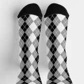 Graue Schwarz-weiße Raute Diamond Design Socken (Oben)