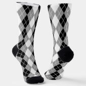 Graue Schwarz-weiße Raute Diamond Design Socken (Gewinkelt)