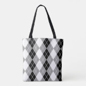 Graue Schwarz-weiße Raute Diamond Design Tasche (Rückseite)
