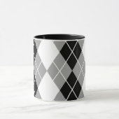 Graue Schwarz-weiße Raute Diamond Design Tasse (Zentrum)