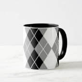 Graue Schwarz-weiße Raute Diamond Design Tasse (VorderseiteRechts)