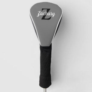 Graue Schwarz-weiße Retro-Monogramm Personalisiert Golf Headcover