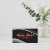 Graue Schwarz-weiße rote Monogram-Visitenkarte Visitenkarte (Stehend Vorderseite)