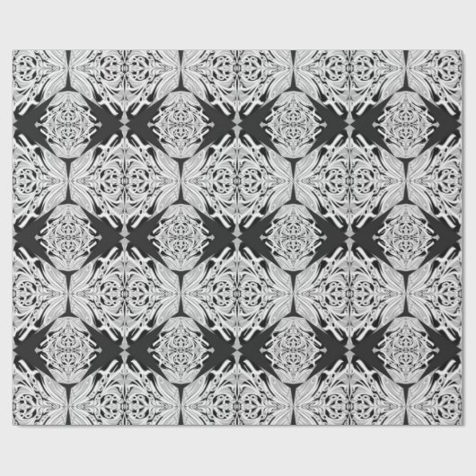 Graue Schwarz-weiße Schmetterling Abstraktes Muste Geschenkpapier (Flach)