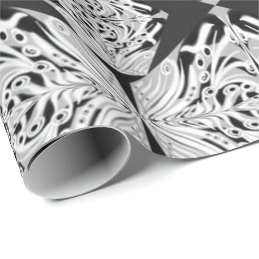 Graue Schwarz-weiße Schmetterling Abstraktes Muste Geschenkpapier (Rolleneckpunkt)