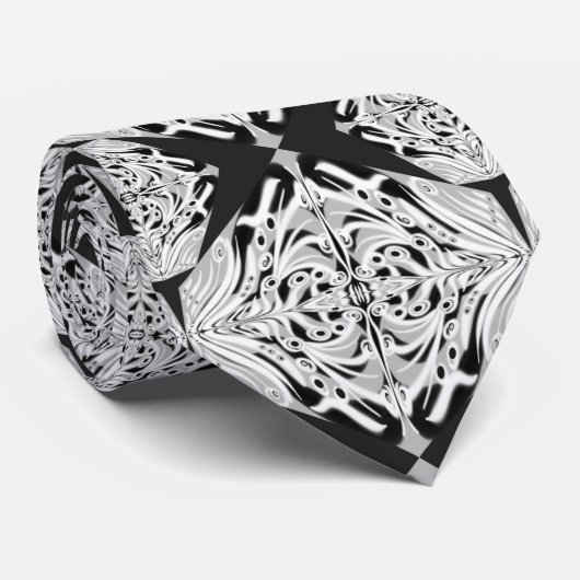 Graue Schwarz-weiße Schmetterling Abstraktes Muste Krawatte (Gerollt)