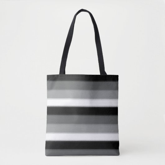 Graue Schwarz-weiße Streifen Tasche (Vorderseite)