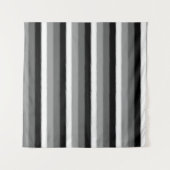 Graue Schwarz-weiße Streifen Wandteppich (Vorderseite (Horizontal))