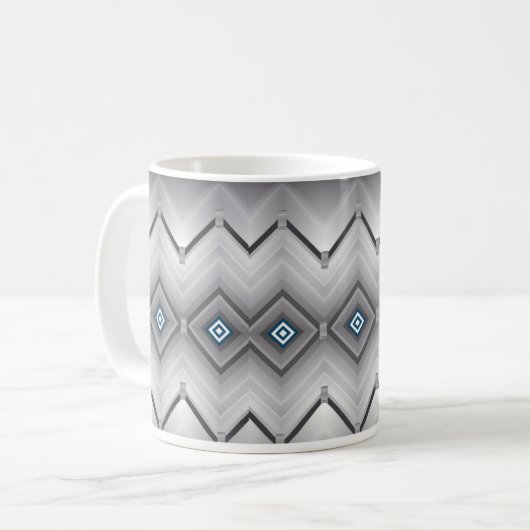 Graue Schwarz-weiße Tasse (Vorderseite Links)