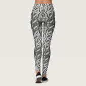 Graue, schwarze abstrakte Gemusterte Leggings (Rückseite)