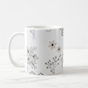 Graue schwarze Flora Moody Y2K Winter & Fall Kaffeetasse