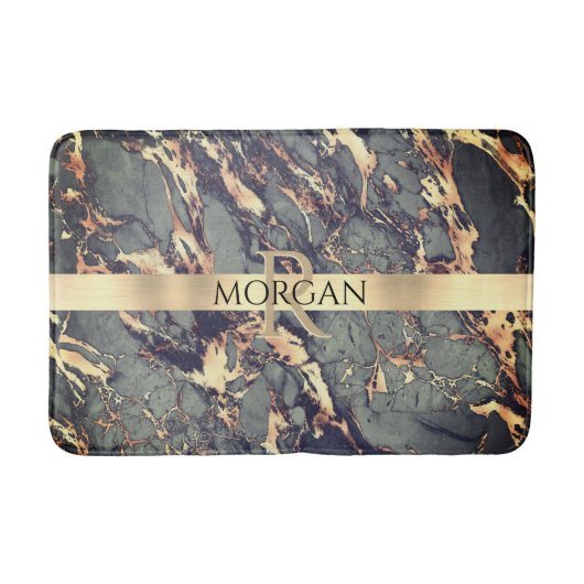 Graue schwarze Gold-Marmor, LG-Goldstrichname+Mono Badematte (Vorderseite)