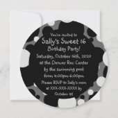 Graue schwarze Graudots süße 16 Kreise Einladungen (Rückseite)