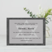 Graue, schwarze Grenze, Star, Bar Mitzvah Einladun Einladung (Stehend Vorderseite)