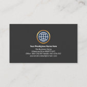 Graue schwarze Imitat Gold Location Icon Global Visitenkarte (Rückseite)