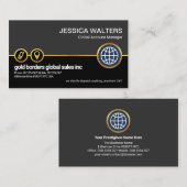 Graue schwarze Imitat Gold Location Icon Global Visitenkarte (Vorne/Hinten)