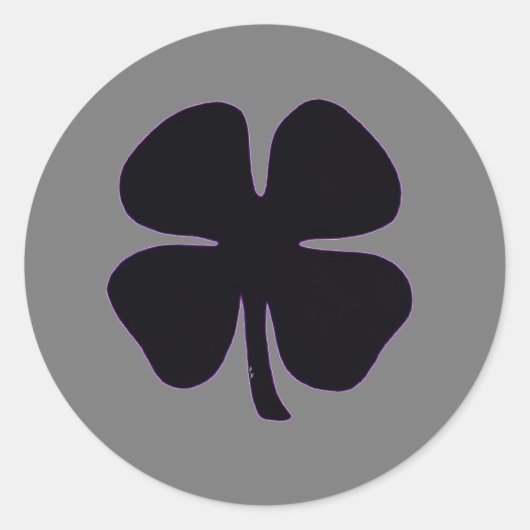 Graue schwarze Klee rund große Aufkleber (Vorderseite)