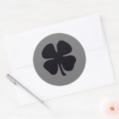 Graue schwarze Klee rund große Aufkleber (Umschlag)