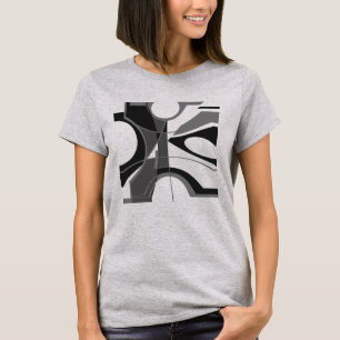 Graue schwarze kühne geometrische Formen Kunst abs T-Shirt