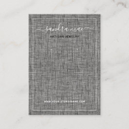 Graue schwarze Leinentextur Look Juwelier Display  Visitenkarte