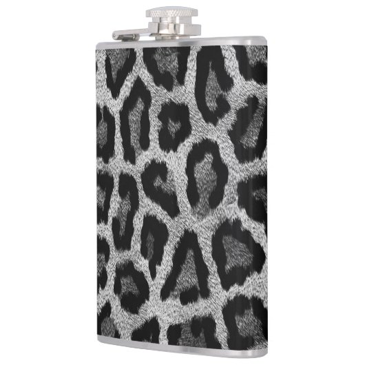 Graue schwarze Leopardenfarbe Flachmann (Links)