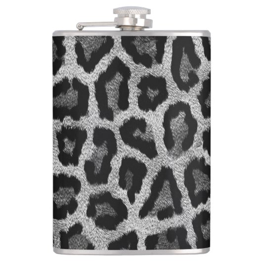 Graue schwarze Leopardenfarbe Flachmann (Vorderseite)