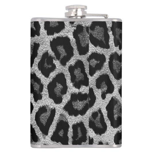 Graue schwarze Leopardenfarbe Flachmann (Rückseite)