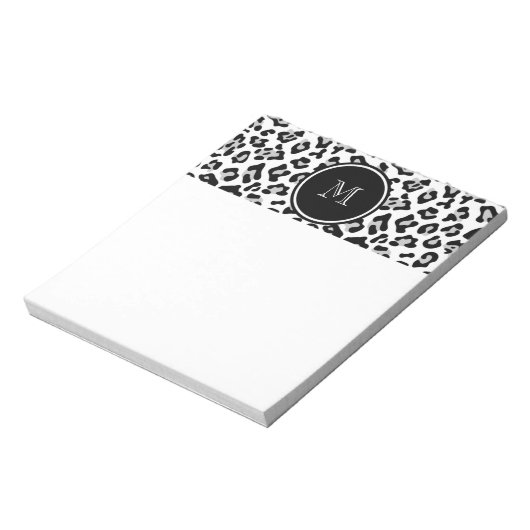 Graue schwarze Leopardenfarbe mit Monogramm Notizblock (Rotiert)