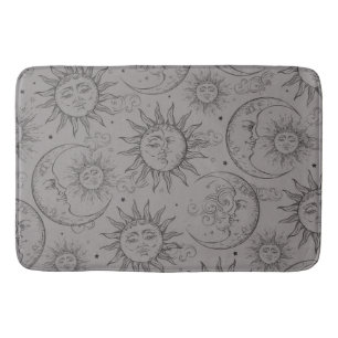 Graue Schwarze Magie Vintage Himmels Sonne Mond St Badematte