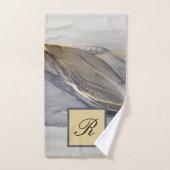 Graue schwarze Marmorplatte Hübsch elegant Monogra Badhandtuch Set (Handtuch)