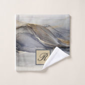 Graue schwarze Marmorplatte Hübsch elegant Monogra Badhandtuch Set (Waschlappen)