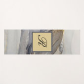 Graue schwarze Marmorplatte Hübsch elegant Monogra Yogamatte (Vorderseite (Horizontal))