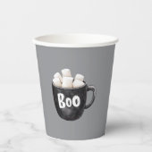Graue schwarze Marshmallows Boo Pappbecher (Vorderseite)