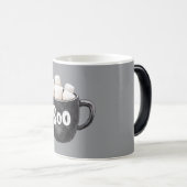 Graue schwarze Marshmallows Boo Verwandlungstasse (VorderseiteRechts)