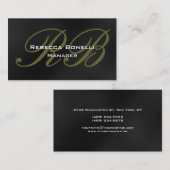 Graue schwarze Monogram Manager-Visitenkarte Visitenkarte (Vorne/Hinten)