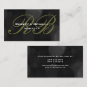 Graue schwarze Monogram Manager-Visitenkarte Visitenkarte (Vorne/Hinten)